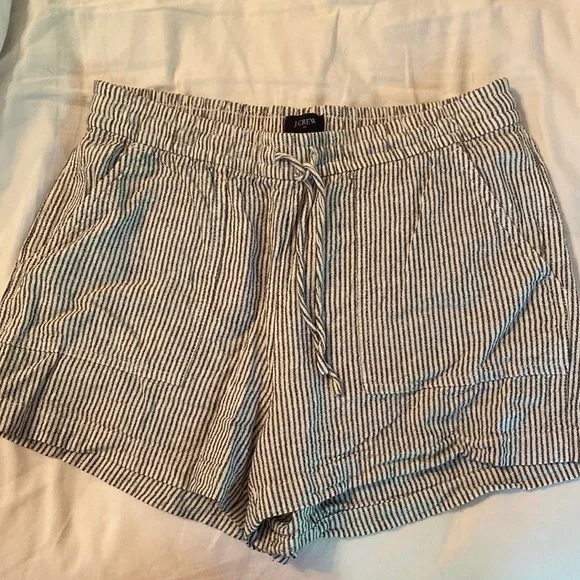J. Crew High rise linen-blend striped shorts - Picture 1 of 2